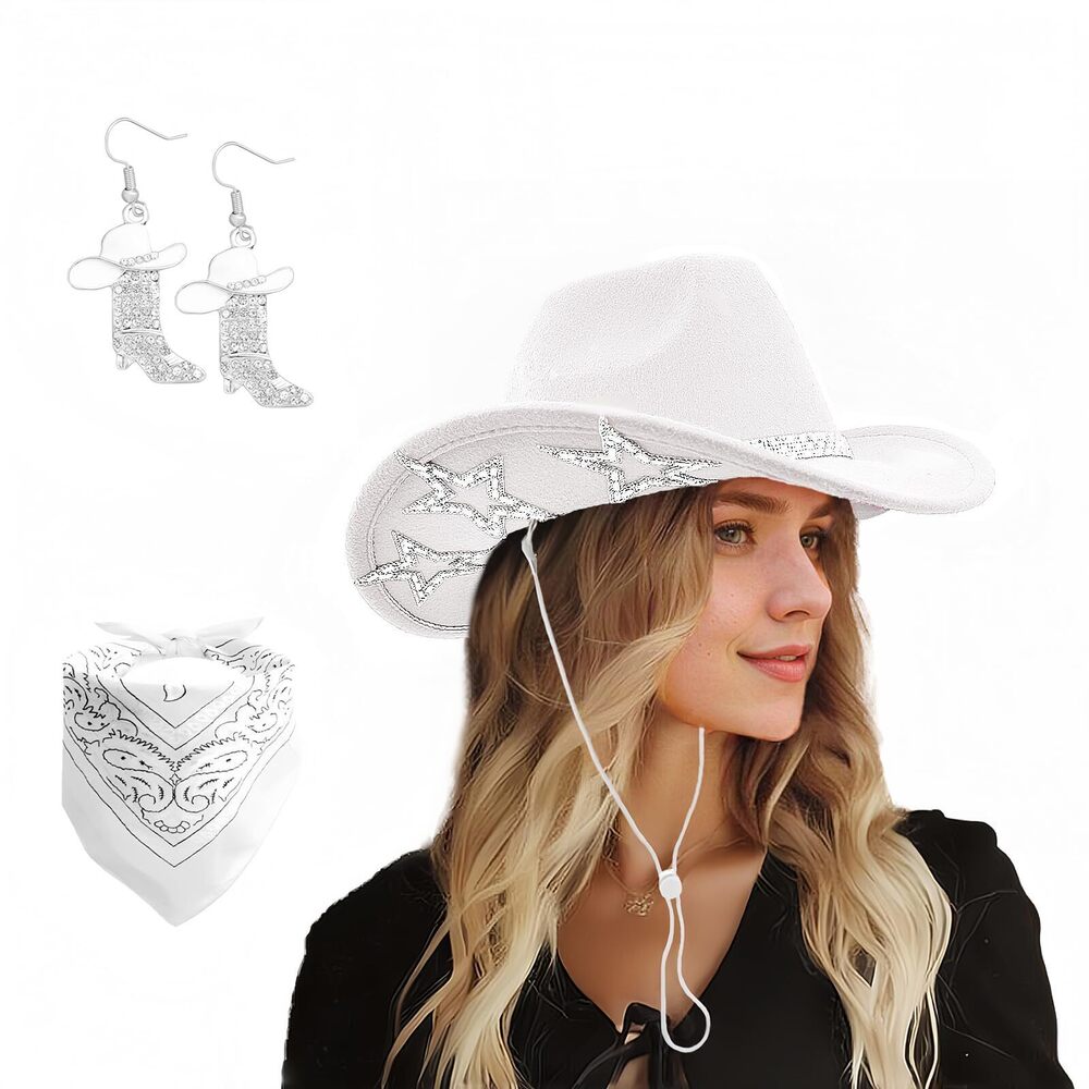 8658 Cowgirl Hat And Bandana Heart Sunglasses Glitter Rhinestone Star